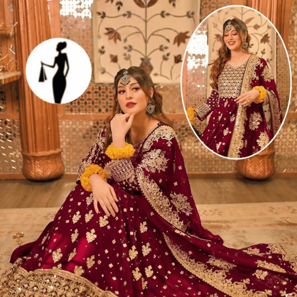 Maroon Heavy Embroidered Anarkali Dress