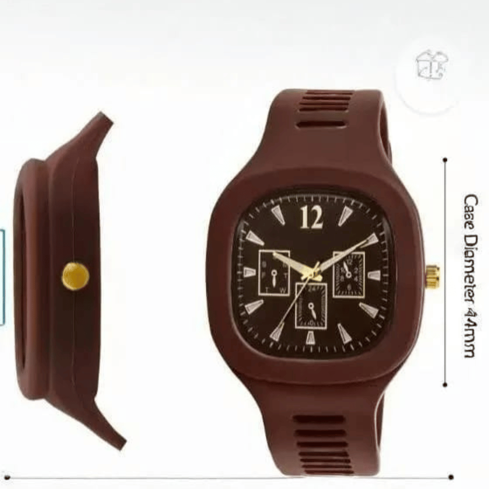 Brown Silicone Casual Watch