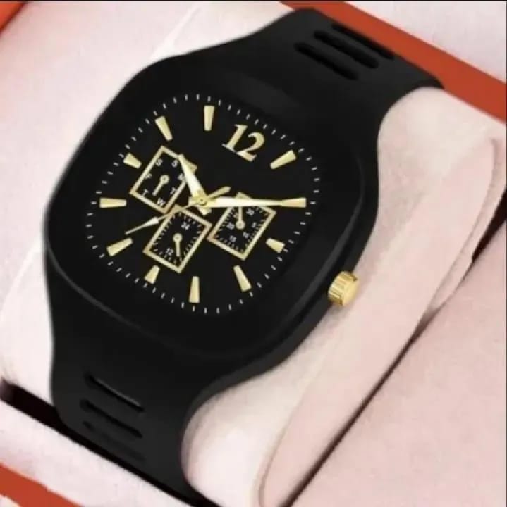 Men's Black Plastic Analogue Watch Lightweight Casual Wear