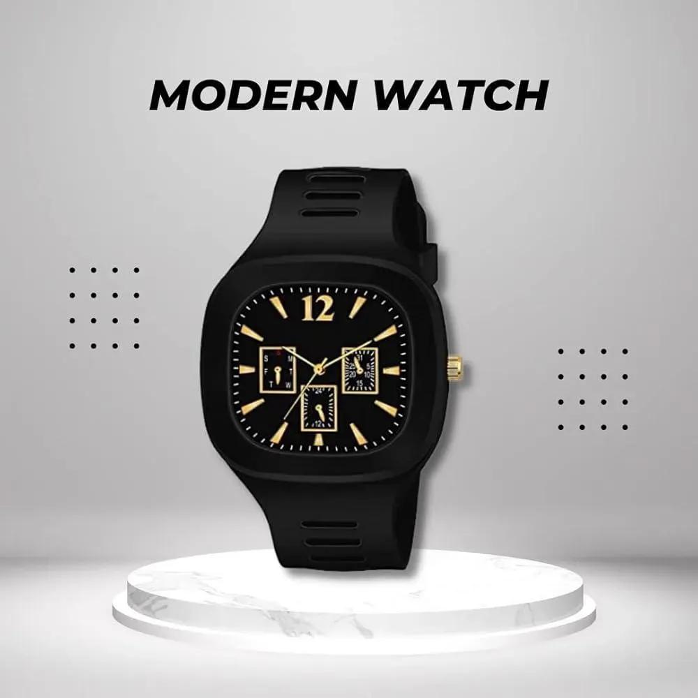 Men's Black Plastic Analogue Watch Lightweight Casual Wear