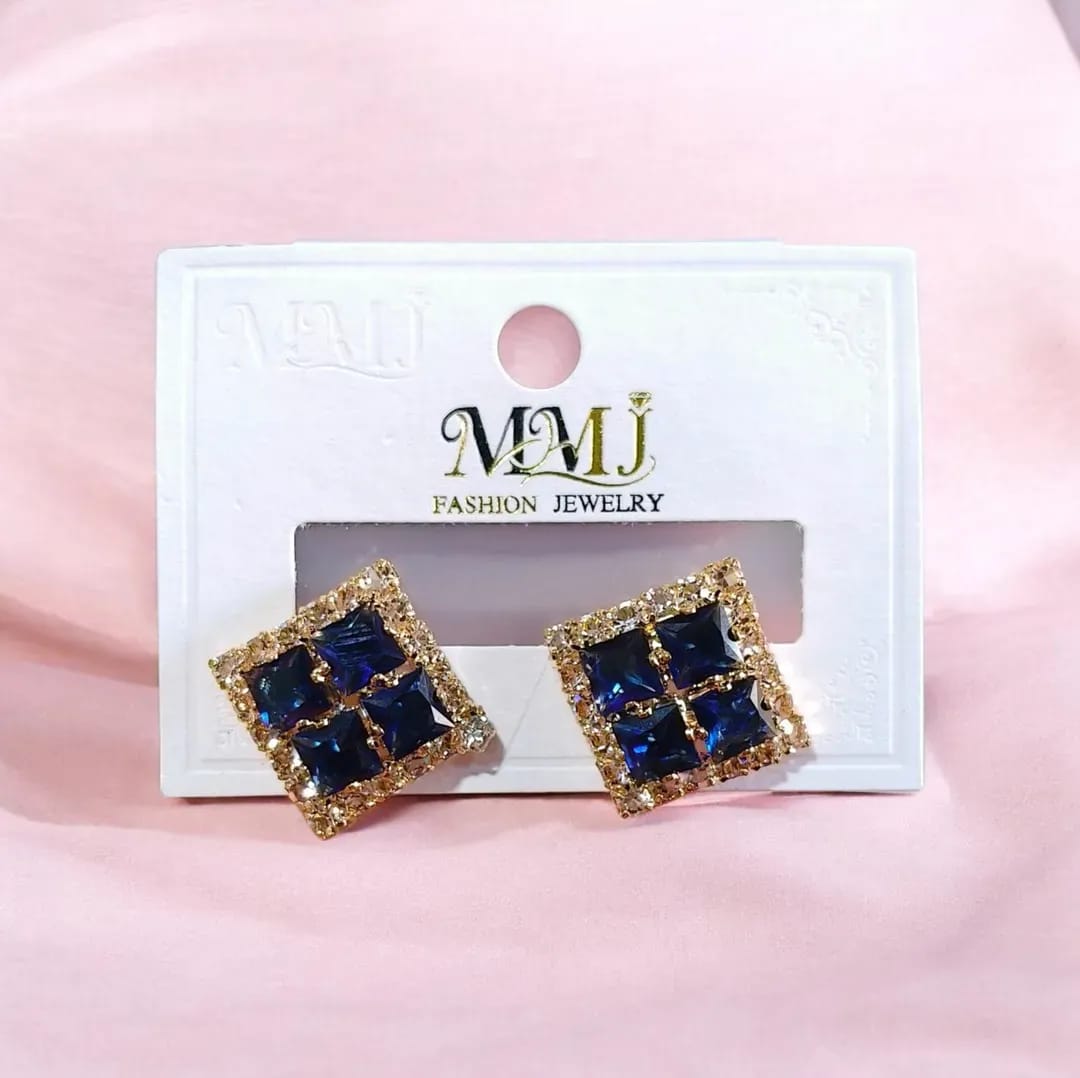 Golden Crystal Alloy Earrings for Women 2 Pcs