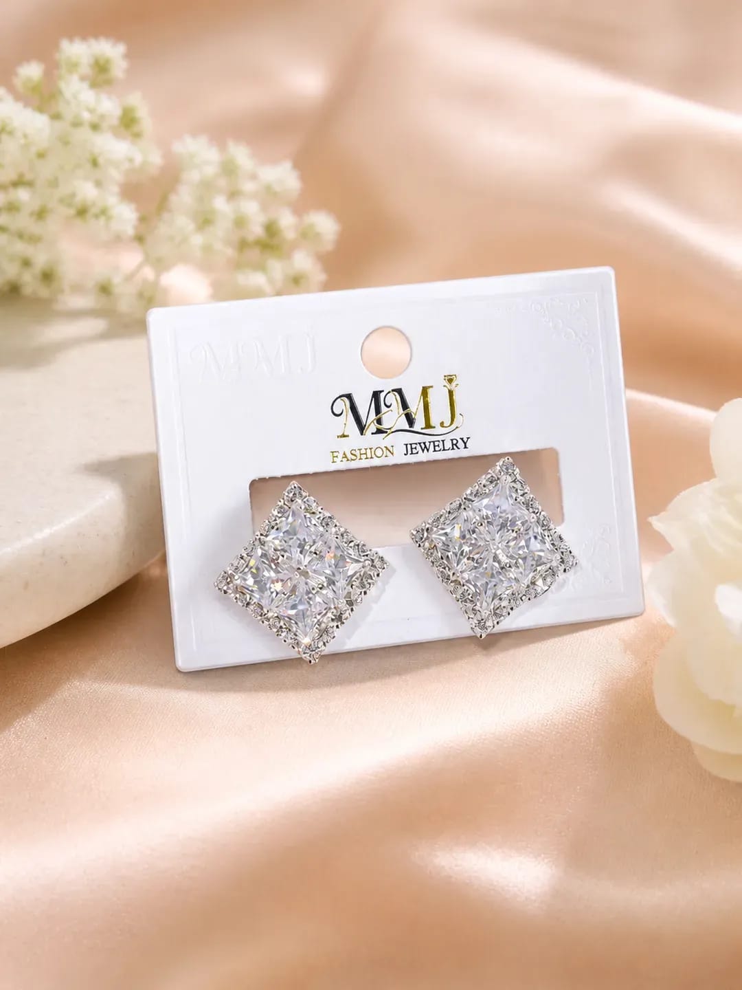Golden Crystal Alloy Earrings for Women 2 Pcs