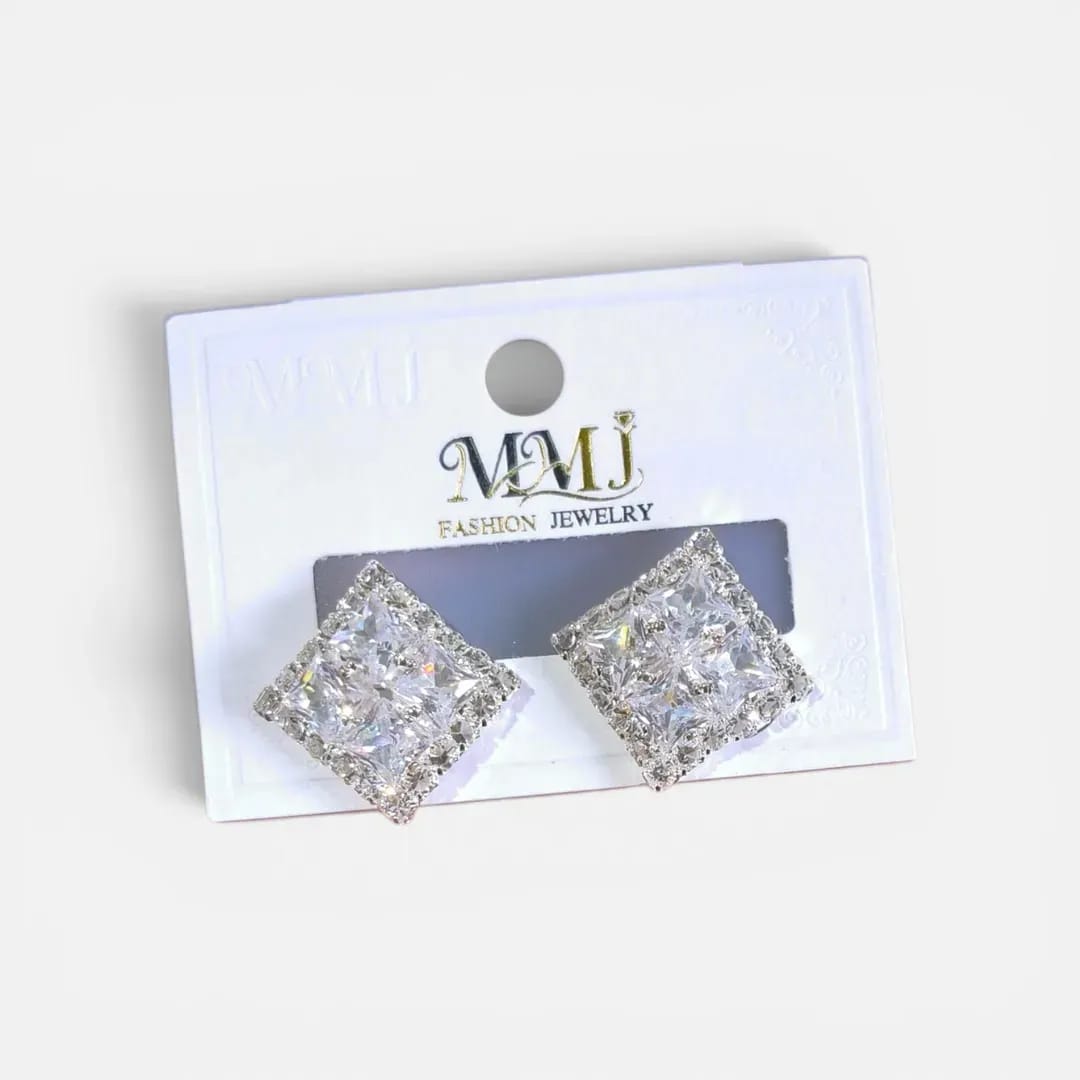 Golden Crystal Alloy Earrings for Women 2 Pcs