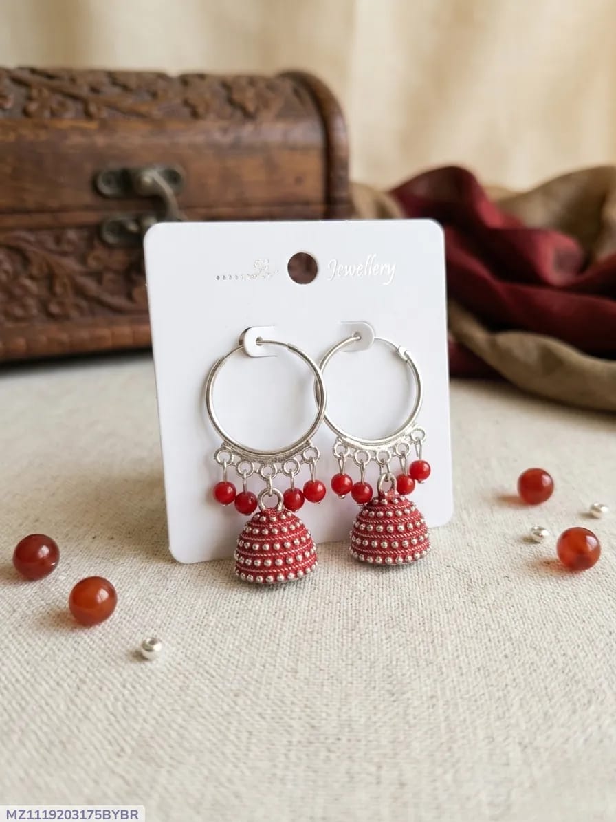 Silver Plated Funky Jhumka Earrings for Women 2 Pcs
