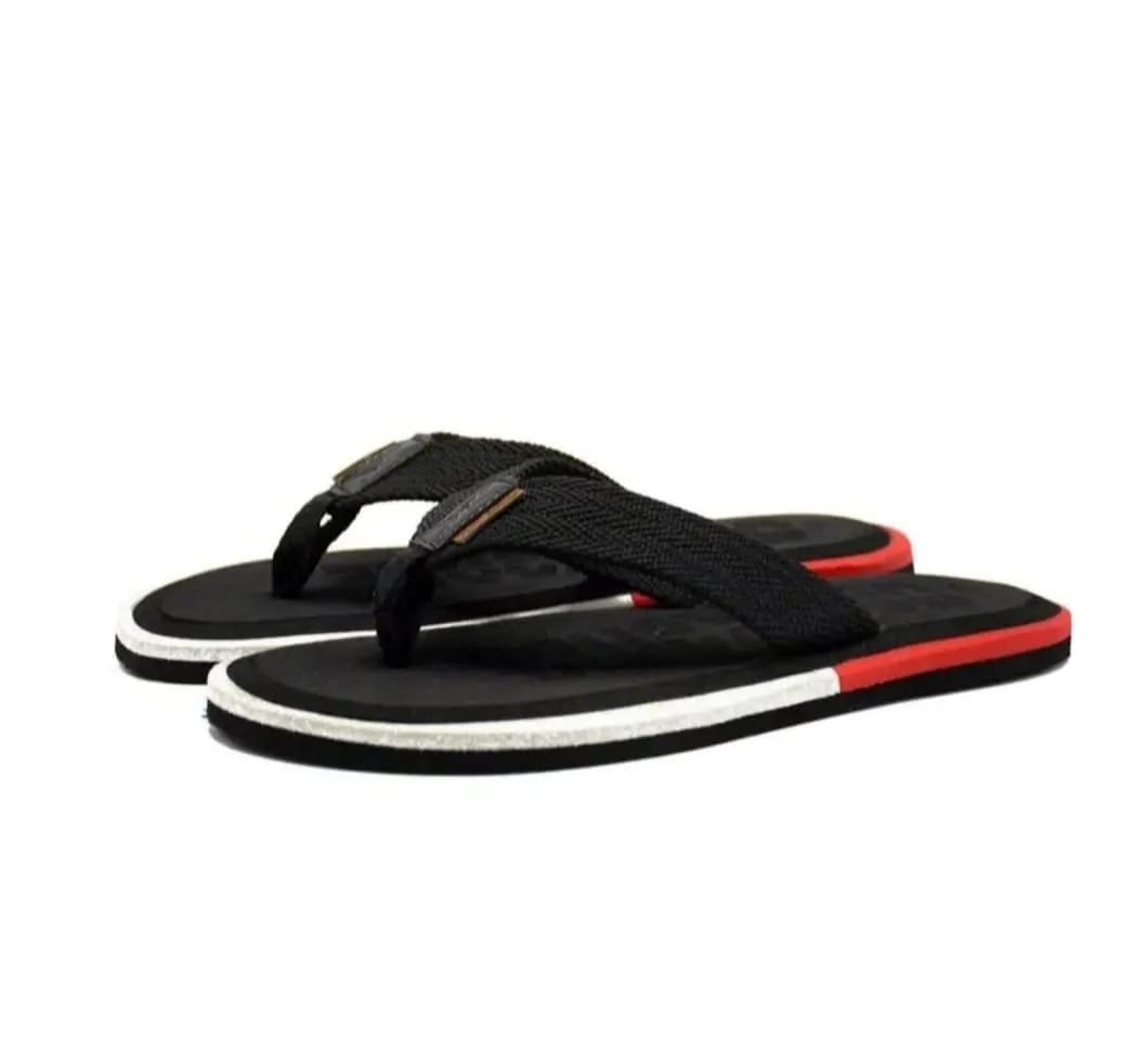 Men's Black Rubber Casual Flip Flops Size 7-11