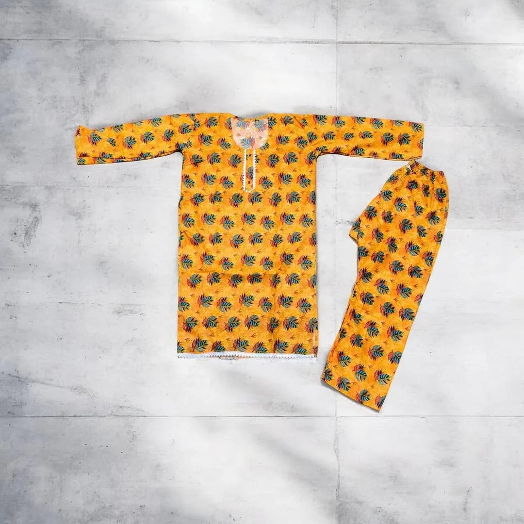 Cotton Lawn Leaf Print 2-Piece Set for Women