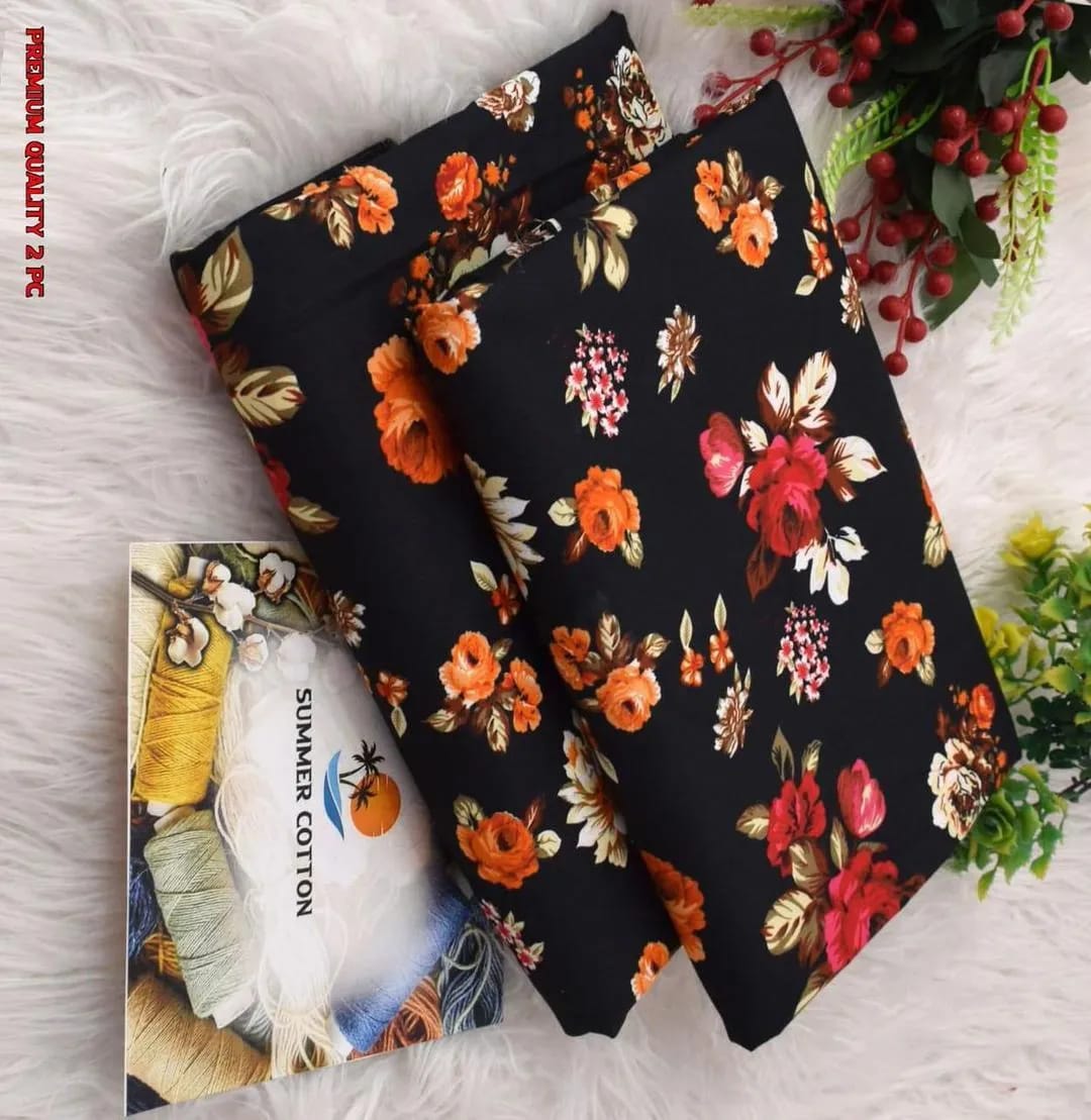 Digital Print Cotton Shirt & Trouser Set Brown   Red Floral Printed 2Pc Cotton Shirt & Trouser PcsGreen Floral Printed Cotton Yellow Floral CottonCottonRed Floral Printed 2Pc Cotton Shirt & Trouser Set Suit Black Floral