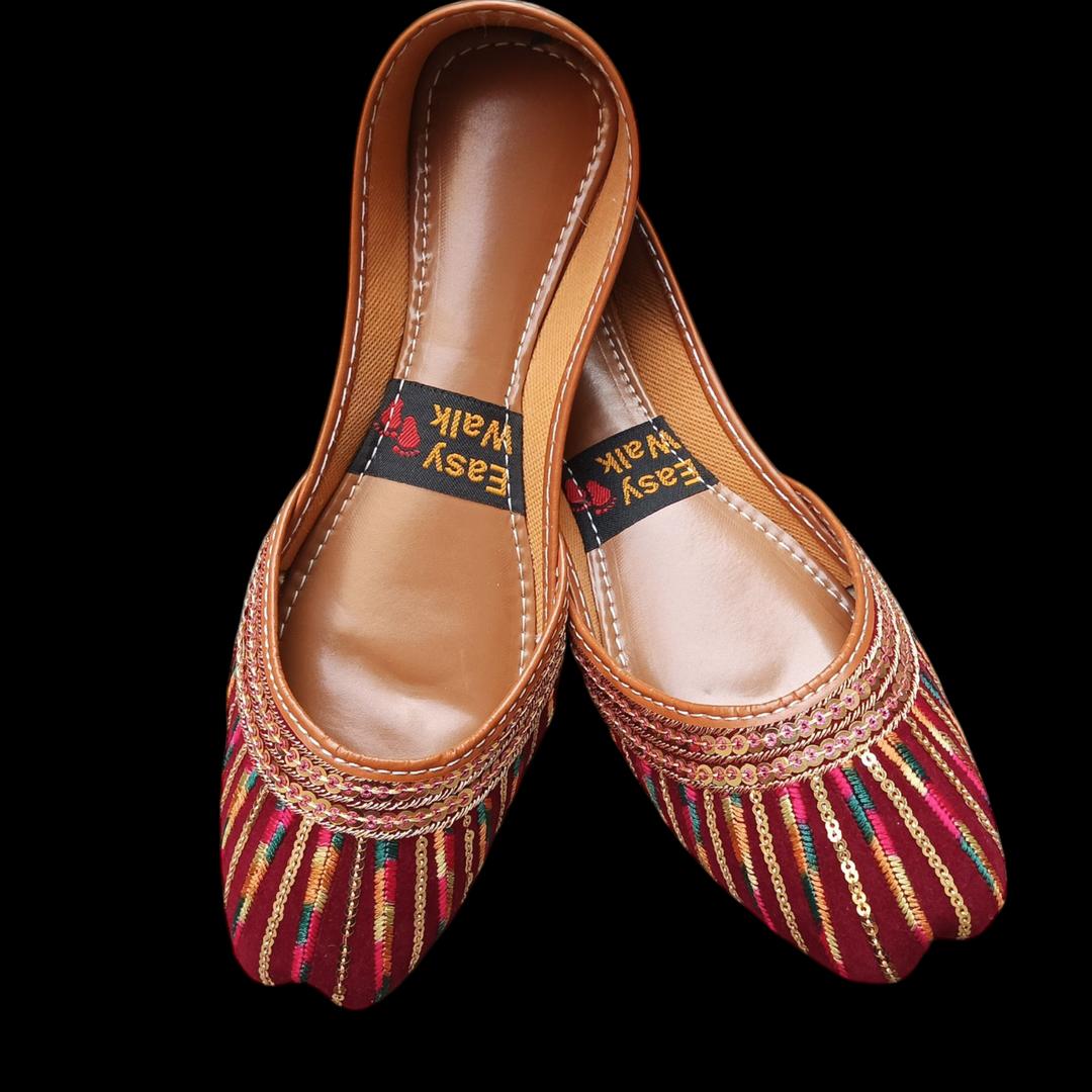 Women's Velvet Embroidered Khussa Shoes Maroon