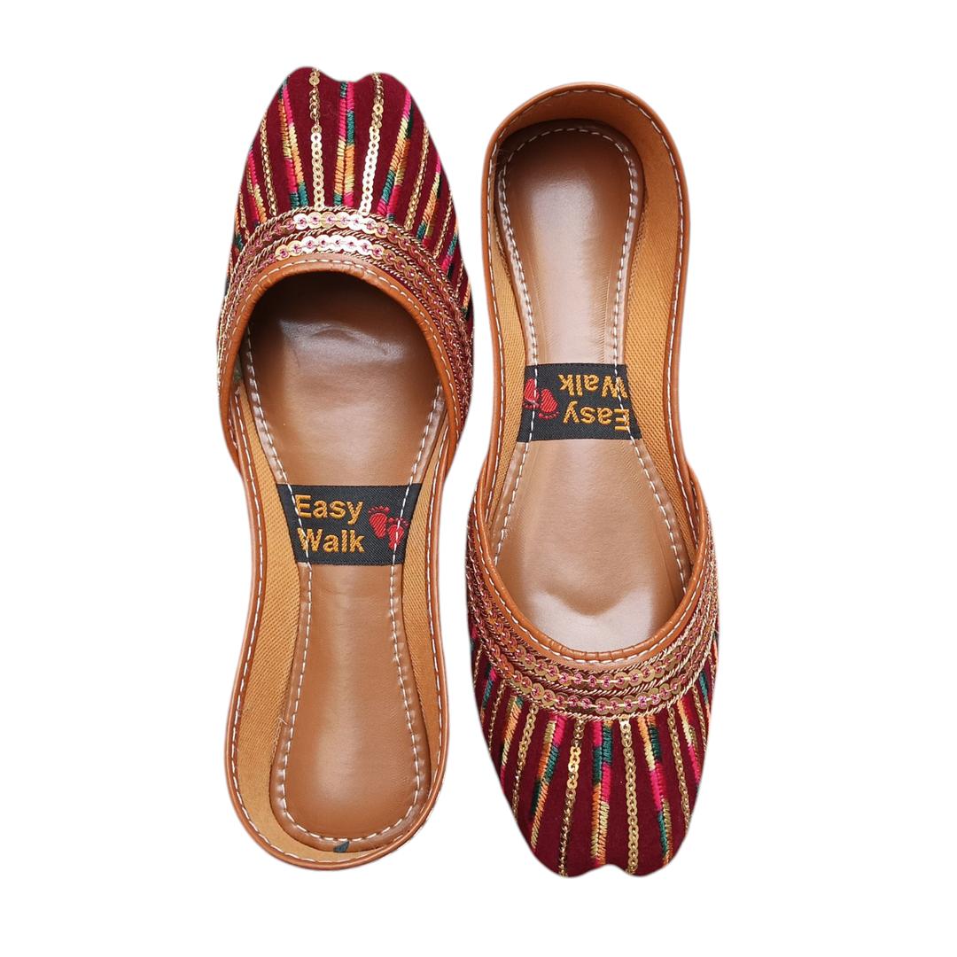 Women's Velvet Embroidered Khussa Shoes Maroon
